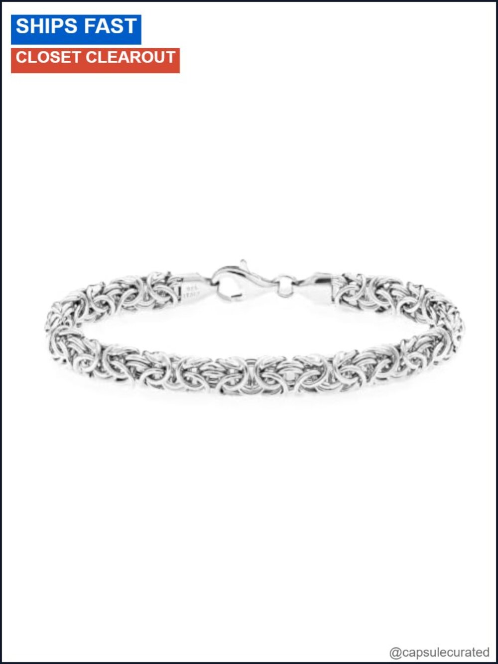 Italian 925 Sterling Silver Byzantine Bracelet Handmade for Women